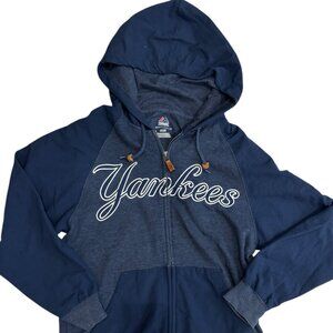 Majestic NY Yankees Full Zip Hoodie‎ Navy/Gray – Size Small